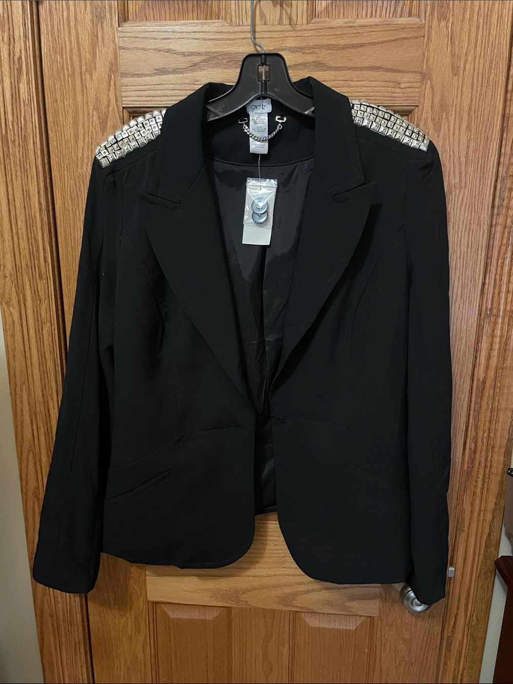 Cache Black Blazer with Silver Studded Shoulders